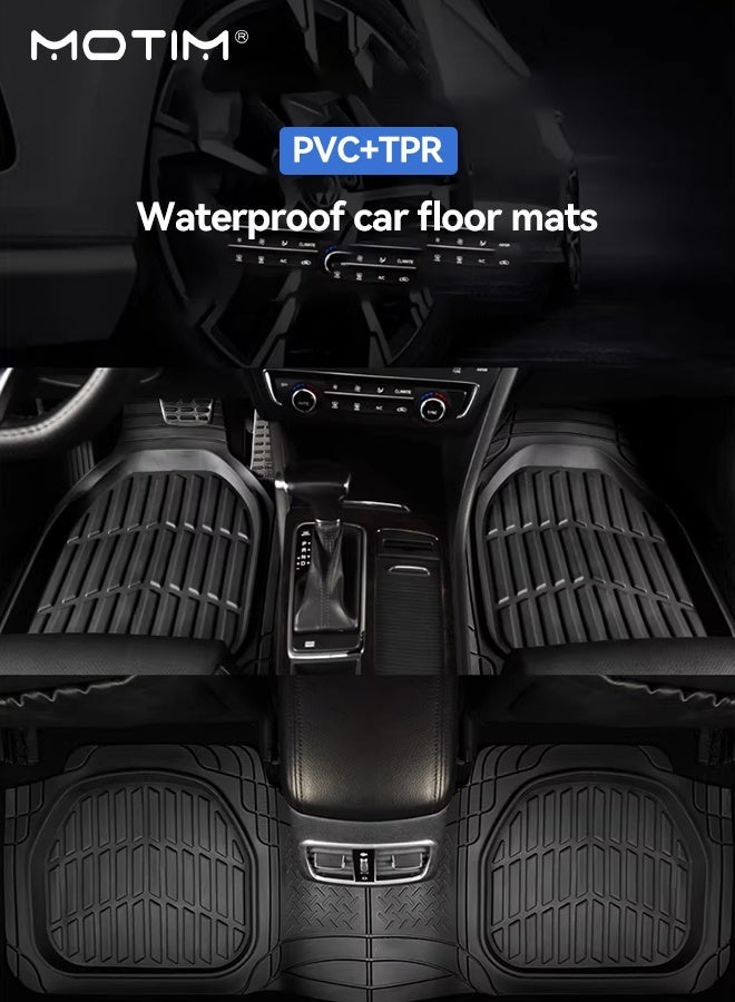 Motim Car Floor Mats, Heavy Duty 3D Customized Rubber Floor Mats Set for Car Suv Truck and Van, All-weather Wear-resistant and Anti-skid, Premium Trim to Fit - Image 2